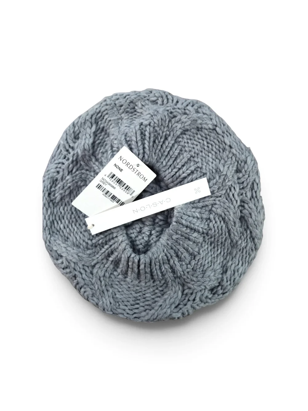 Nwt Caslon Floral Cable Knit French Beret Warm Fall Winter Slouch Hat, Grey